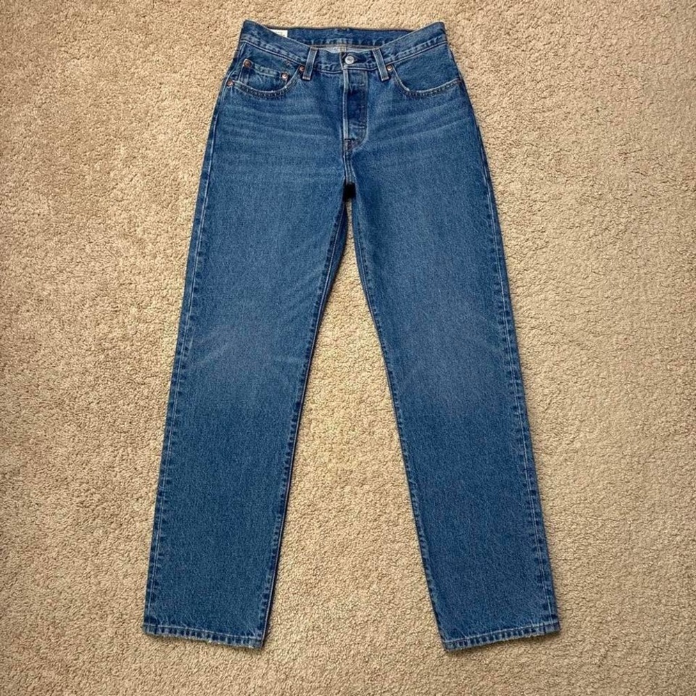 Levi's Premium 501 Button Fly Straight Leg Blue Jeans Size 26